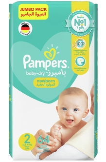 Met bloed bevlekt bubbel Evenement Pampers New Baby-Dry Diapers, Size 2, Mini, 3-6kg, Value Pack, 64 Count